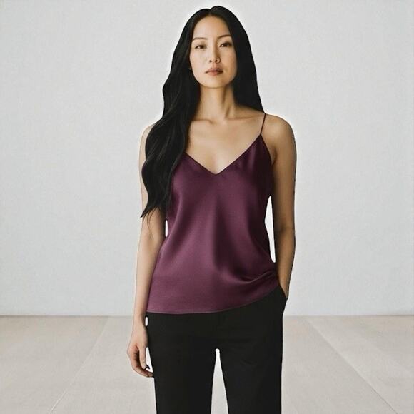 EXPRESS Womens Camisole Top V-neck Spaghetti Straps Maroon Burgundy Size Small - Picture 1 of 11